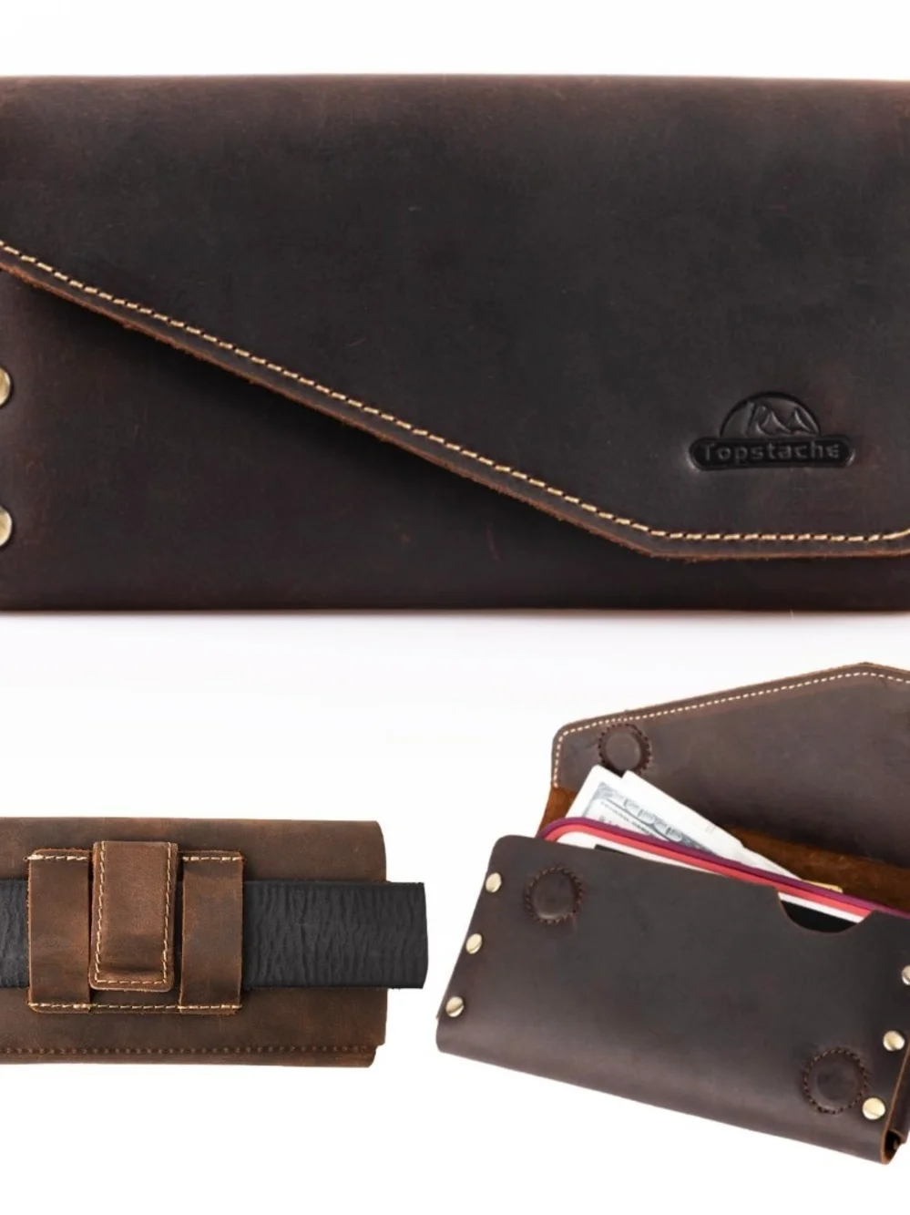 Brown Leather Men’s Wallet & Belt Pouch